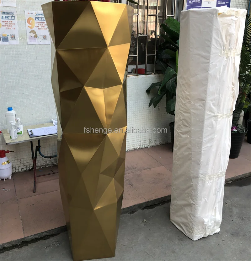 Luxuriöser Blumentopf für Heimdekoration, Edelstahl, goldfarben, große stehende Blumenvase/Blumenpflanzgefäße für Zimmerpflanzen Image