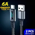 2PCS 120W TypeC Cavo di ricarica super veloce per Xiaomi Huawei Samsung Cavo di ricarica USB C 6A Display digitale a LED Cavo dati 1M 2M