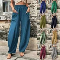 Pantaloni da donna taglia S-3XL 2024 pantaloni da donna tasche in tinta unita pantaloni casual da donna pantaloni elastici pantaloni lunghi