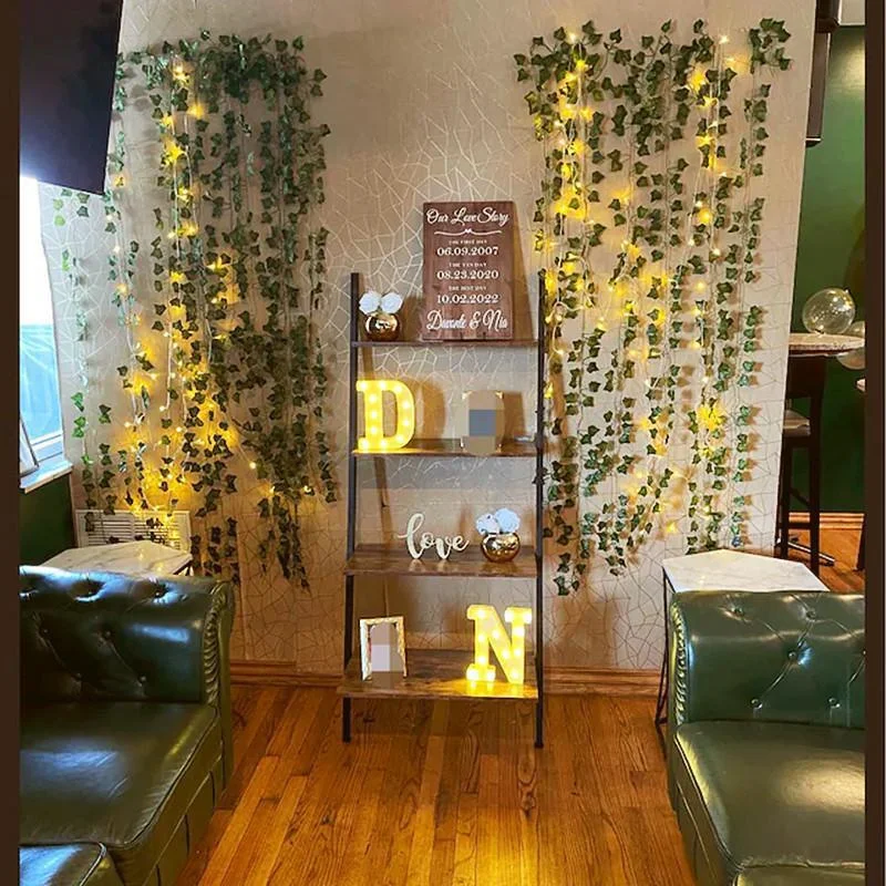 Weihnachten Garten Hochzeit Party Ramadan Dekoration Outdoor Girlande 10M/5M/2M Batterie Betrieben Lampe grüne Blatt Lichterkette String