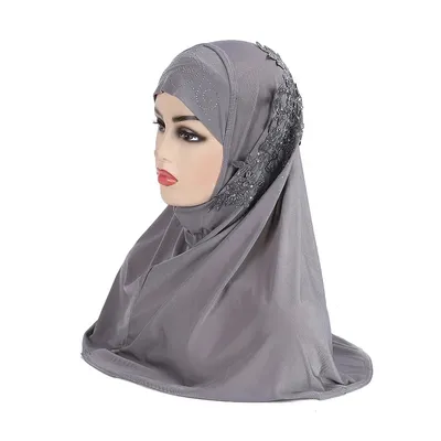 60 cm Kinder-Hijabs für muslimische Mädchen, Kinder-Hijab, islamischer Schal, Schals, bereit zum Tragen, sofortiger Hijab für Mädchen im Alter von 8 bis 15 Jahren, Turban Image