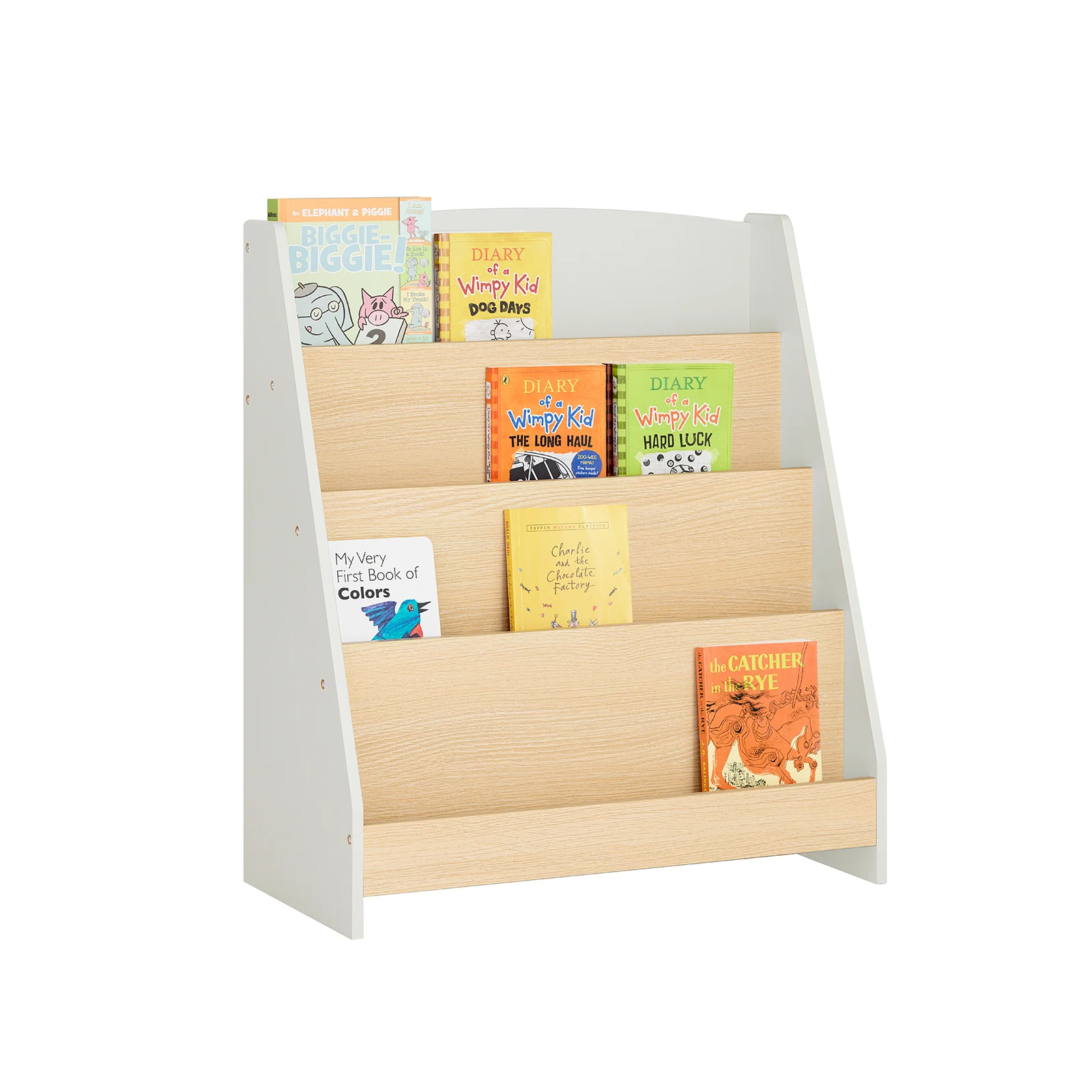 SoBuy KMB106-HG Kinder Bücherregal Kinderregal Zeitungsständer mit 4 Ablagefächern Aufbewahrungsregal für Kinder Büchergestell