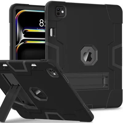 For Apple iPad Pro 13 2024 M4 A2925 A2926 A3007 Case Shockproof Kids Safe PC Silicon Hybrid Stand Tablet Cover
