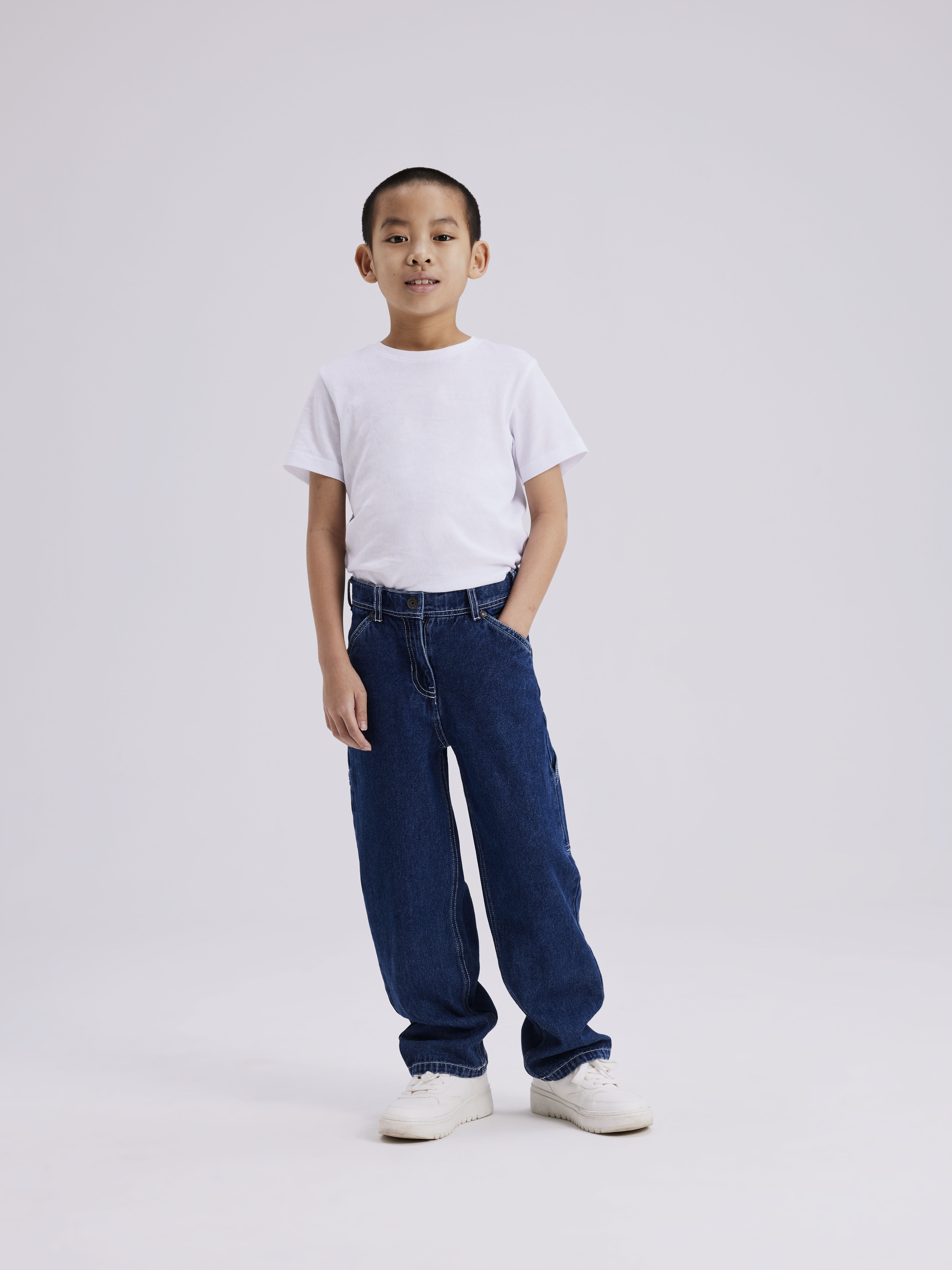 5-Pocket-Jeans NAME IT "NKMRYAN für Jungen mit geradem Bein und 5-Pocket-Style", Jungen, Gr. 116, N-Gr, dunkelblau denim detail:strong, Denim/Jeans, Obermaterial: 100% Baumwolle, unifarben, straight fit knöchellang, Jeans, unifarben, casual,... Image