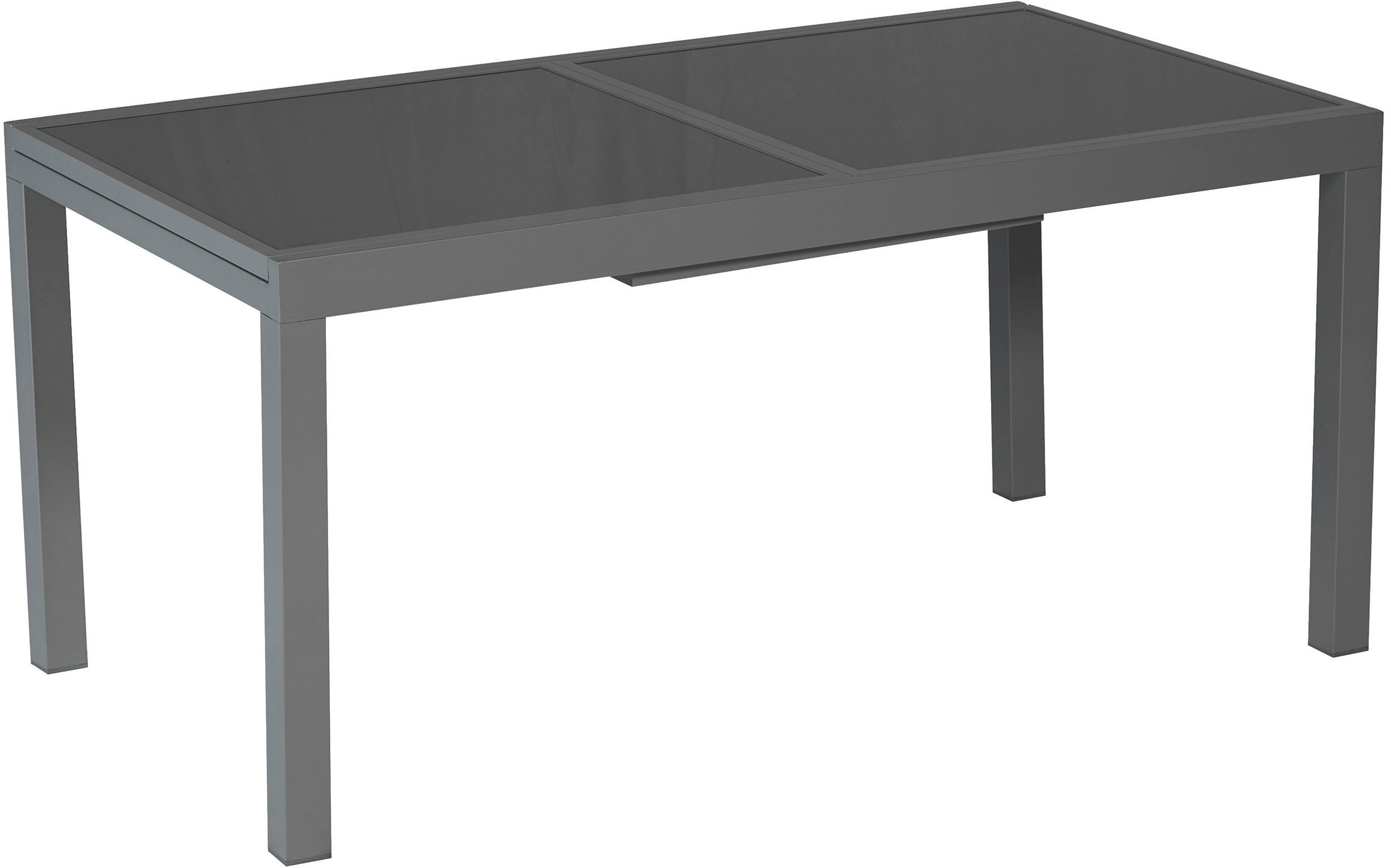 Gartentisch MERXX "Ausziehtisch", grau (graphit, graphit, grau), B:90cm H:75,5cm, AluminiumStahl;Sicherheitsglas, Tische, ausziehbarer Gartentisch