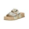Pantolette PAUL GREEN "Paul Green Pantoletten Lederimitat", Damen, Gr. 38, grau (platin), Lederimitat, casual, Schuhe