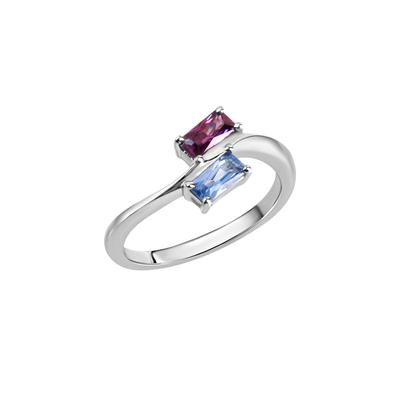 Fingerring VIVANCE "925/- Sterling Silber rhodiniert Zirkonia und Spinell" Gr. 58, weiß (weiß, hellblau), Fingerringe, Damen, 058 (18,5), Silber 925 (Sterlingsilber) Image