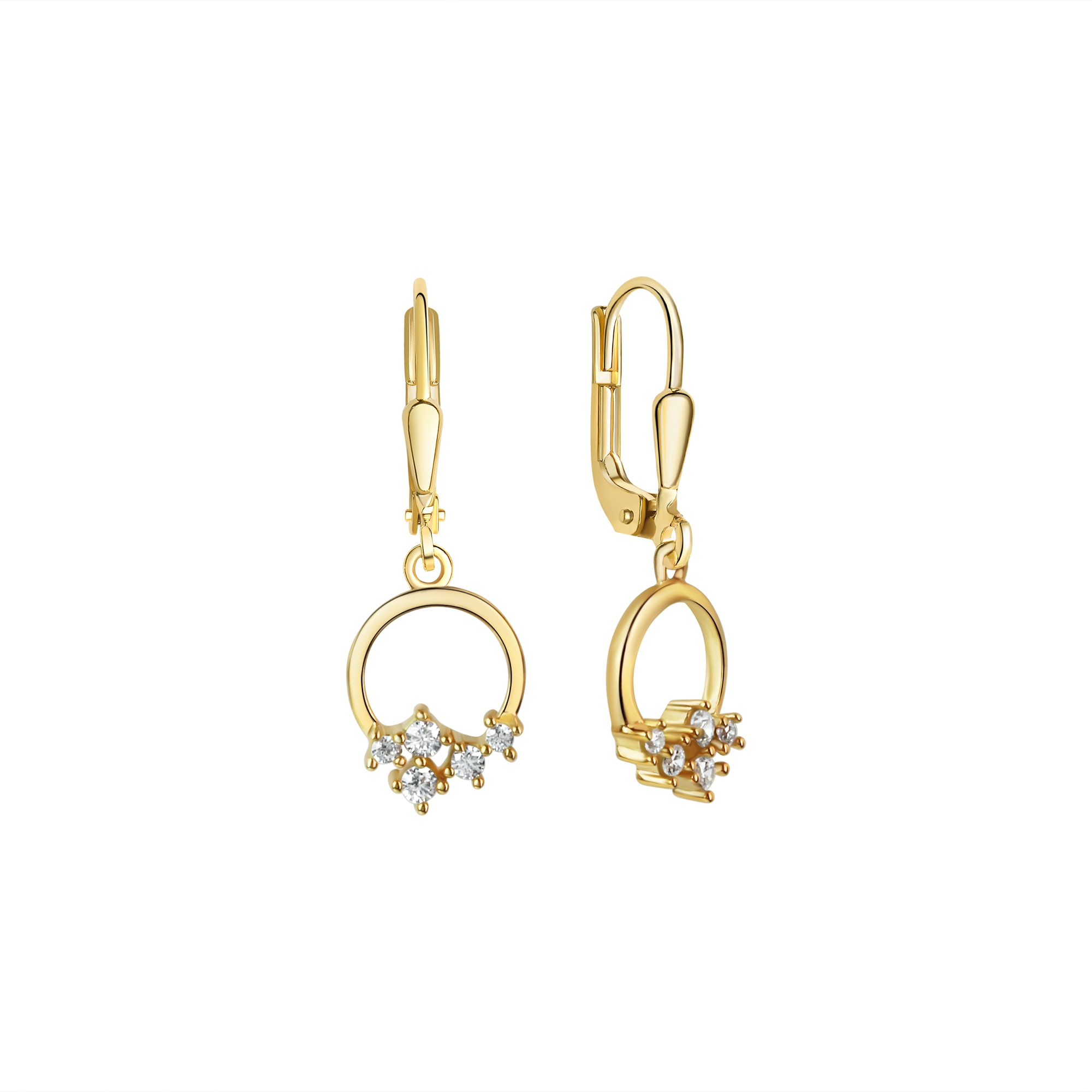 Paar Ohrhänger VIVANCE "375/- Gelbgold Zirkonia", gelb (gelb, weiß), Ohrringe, Damen, one-size, Gold