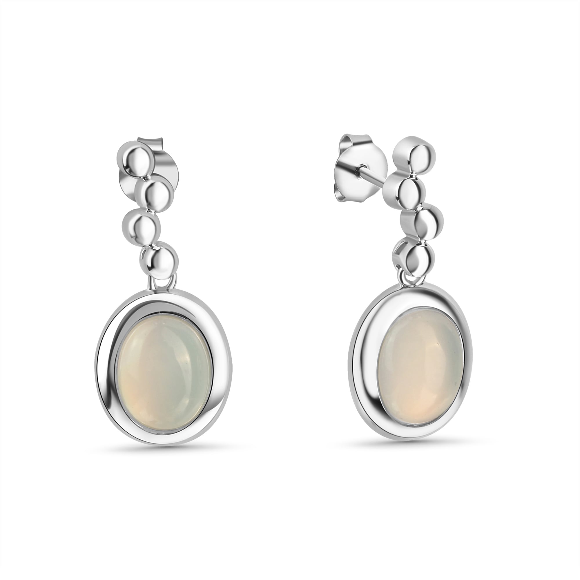 Paar Ohrstecker VIVANCE "925 Sterling Silber rhodiniert Katzenauge hellblau", weiß (weiß, hellblau), Ohrringe, Damen, one-size, Silber 925 (Sterlingsilber)