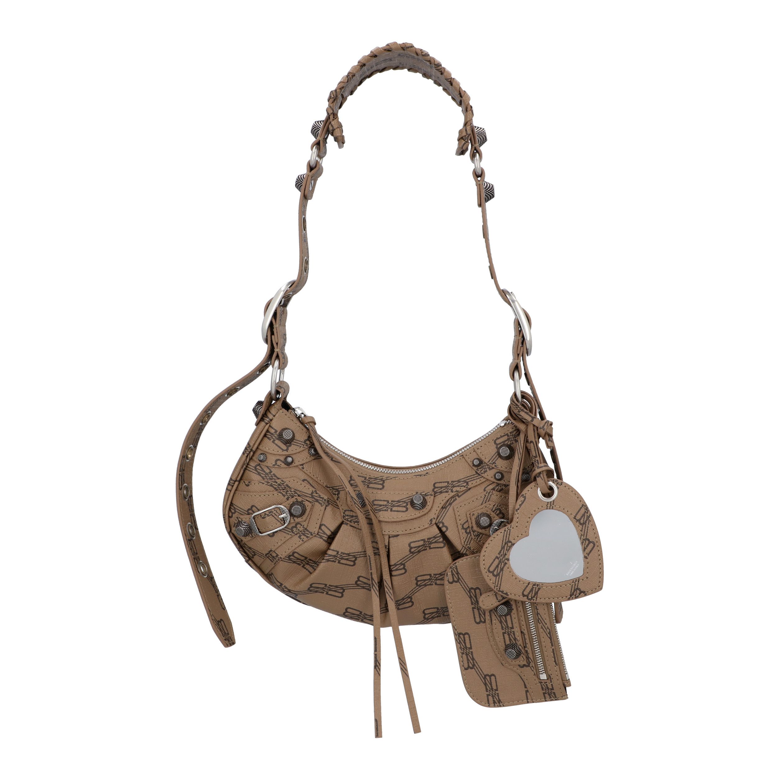 Balenciaga Damen Le Cagole XS in Braun mit Monogramm-bedrucktem Leder