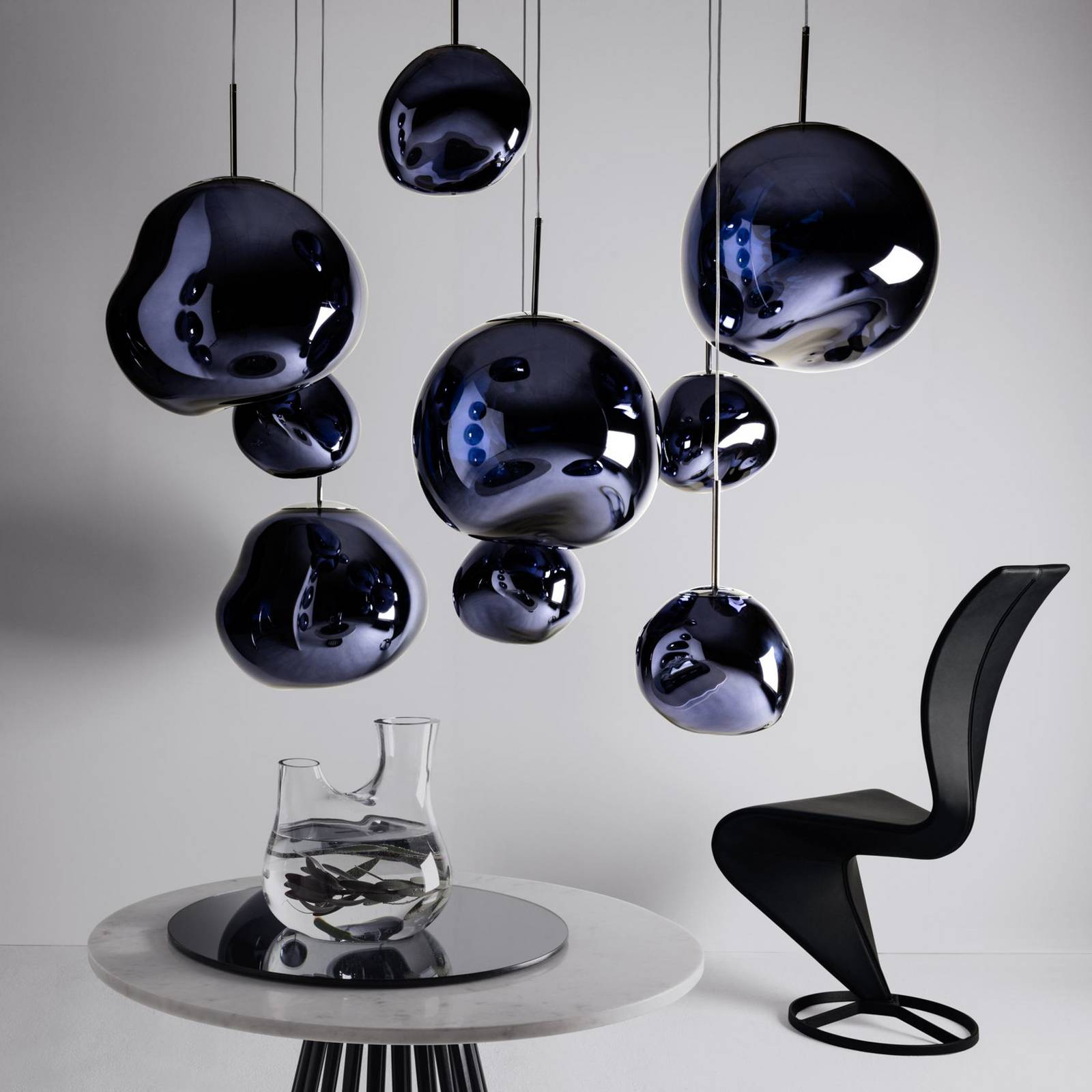 Tom Dixon Design Hängelampe Melt Mini, dimmbar, alu / grau / zink, für Wohn- / Esszimmer, Kunststoff, Design, Pendelleuchte