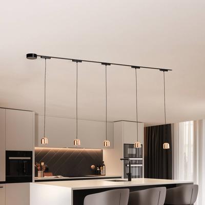 Lindby Schienensystem Lumaro, Pendel, 5-flg., gold, 48V, dimmbar Image