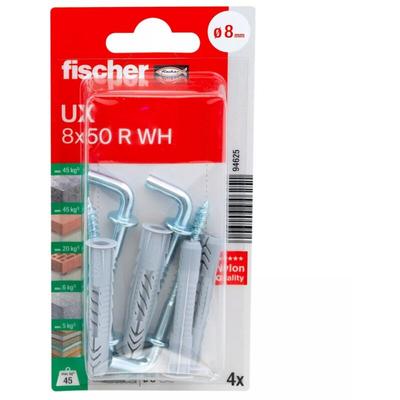 Fischer - 094625 Universaldübel ux 8 x 50 wh mit Winkelhaken, 4 Stk Image