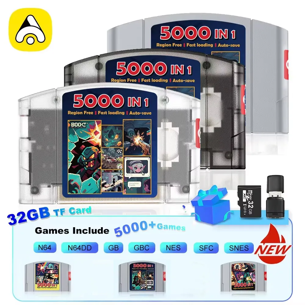 Carte de jeu 5000 en 1 pour Nintendo 64, jeu vidéo rétro, sans restriction de régions, sauvegarde automatique, cartouche de jeu pour N64