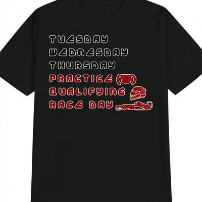 "TEMU Men's Casual Crew Neck T-shirt - ", Wednesday, , Friday, , Sunday" Printed Graphic Design, Black With Theme, Perfect Gift For Men" Image