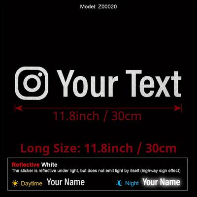 TEMU 1pc Customizable Text Name Car Stickers For Instagram My Name Social Software Vinyl Decal Window Door Motorcycle Bicycle Sticker, , Glass Surface Compatible, Self-adhesive Mount, Single Use Image