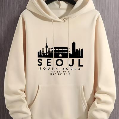 TEMU Letter Print, Men' Hoodie Sweatshirt - Winter , , Long Sleeve, Hand Wash Or Image