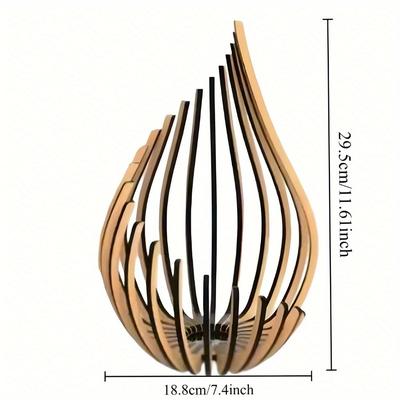 TEMU Unique Wooden Lotus-shaped Candle Holder With - Ideal For Decor, Gift For Day, Father's Day, Or Special Occasions, Artistic Gift Item|elegant Candle Holder|wooden Construction, Candle Decor Image
