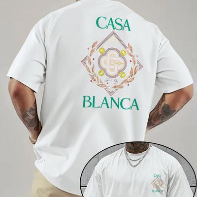 "TEMU Men's Casual Loose Fit Round Neck T-shirt - Graphic Print With Emblem & "" Text, Lightweight Summer Tee, Perfect Gift For Men, Everyday Tshirt | Trendy Graphic Tee |" Image