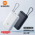 XIAOMI Power Bank da 20000 mAh 22,5 W con cavo USB-C integrato, ricarica rapida a 3 porte, doppia ingresso/uscita, per iPhone 15 16 Pro Max