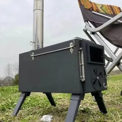 Outdoor Camp Tent Folding Firewood Stove Portable Wood Burning Stove Multifunctional Firewood Burner with Detachable Chimney