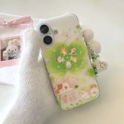 Ins Cartoon cute Lucky Cat Clover Star suitable for iPhone 16 promax mobile phone case 15 Plus 14 iPhone xsmax mobile phone case