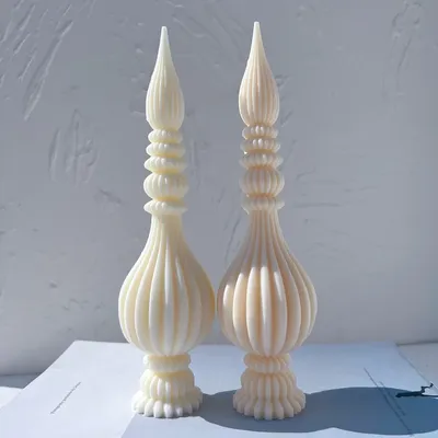 Tall Ribbed Pillar Candle Molds Geometric Abstract Decorative Soy Wax Mold Taper Spiral Silicone Mould