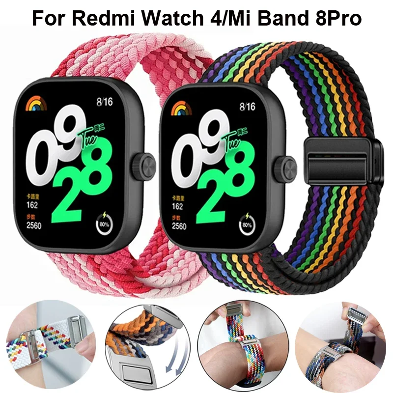 Magnetband für Redmi Watch 4/5 Armband geflochten verstellbar Sport Nylon Ersatz Correa Armband Xiaomi Miband 8/9 Pro Band Image