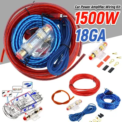 1500W Audio Speakers Wiring Kit 8GA Car Subwoofer Cable 18GA Subwoofer Speaker Line for Car Modification for Auto Vehicle Parts