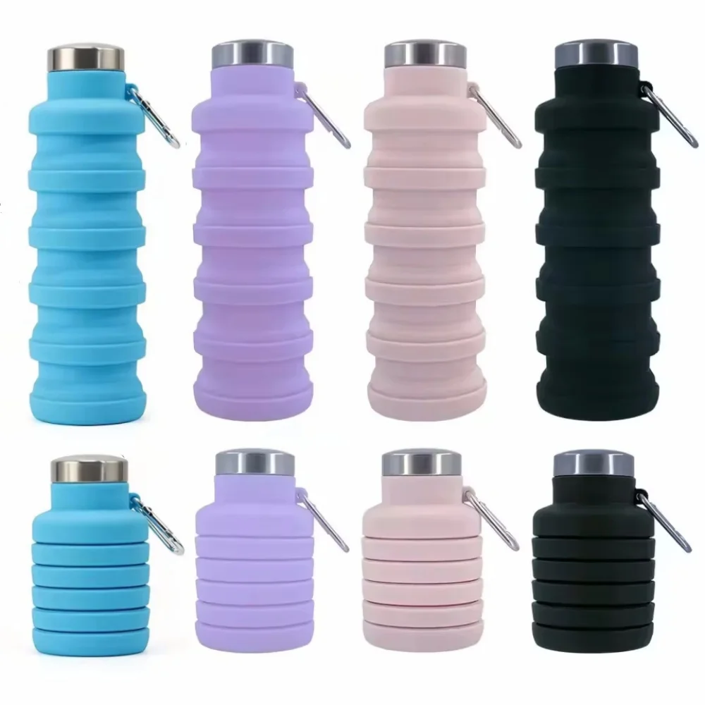 Neue Tragbare Silikon Wasser Flasche Versenkbare Falten Kaffee Flasche Tassen Outdoor Reise Werkzeuge Faltbare Sport Flaschen Image