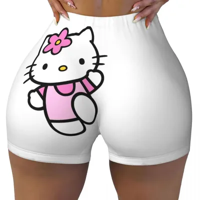 Custom Hello Kitty Cartoon Running Volleyball Gym Shorts for Women Kitty White Sanrio Athletic