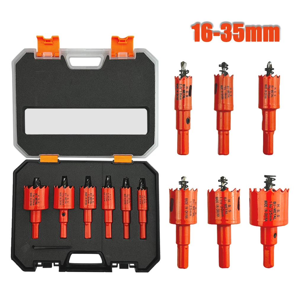 6 stücke 16-35mm M42 Bi-Metall Bohrer HSS Stahl Bohren Loch Sah Bohrer Zimmerei holz Bohren Krone Für Metall Aluminium Eisen Image