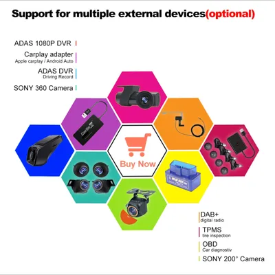 Android 13 DAB+ DVR TPMS CARPLAY OBD 360 Cameras for Car Radio DVD Player Monitoring System