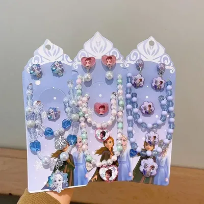 Gefrorene Elsa Prinzessin Schmuckset Schneeflocke Liebe Anhänger Armband Zubehör Mädchen Ohrclip Image