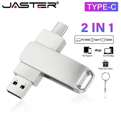 Metall TYPE-C USB-Flash-Laufwerk 128 GB drehbar 2 IN 1 Pen Drive 64 GB 32 GB Schlüsselanhänger Image