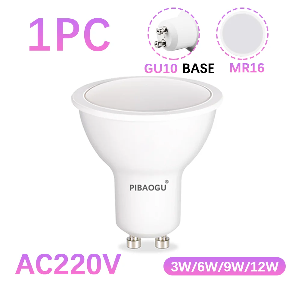 GU10 LED-Leuchtmittel AC220V 120 ° LED-Strahler, LED-Raumleuchten, 3 W, 6 W, 9 W, 12 W, GU10 MR16, Strahler für Zuhause, Wohnzimmer, Schlafzimmer
