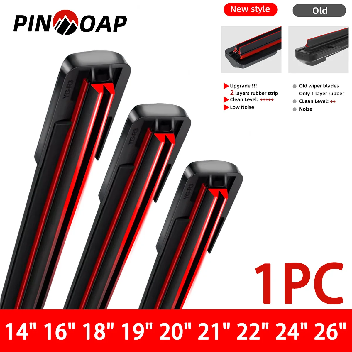 1PC Auto Scheibenwischerblatt Universal U/J Doppel Gummi Streifen Wischerblatt Naturkautschuk Streifen 14 "16" 18 "19" 20 "21" 22 "24" 26" Image