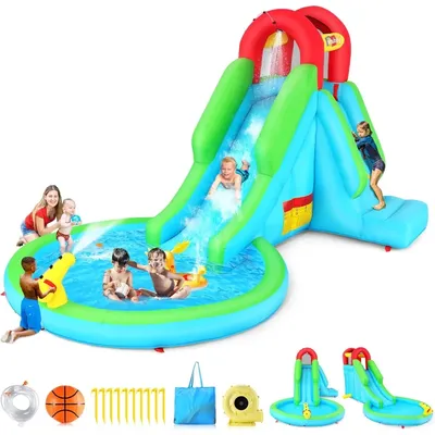 Bounce House Water Slide, Inflatable Water Slide for Kids 3-10 with Air Blower, Kids Bouncy Castle