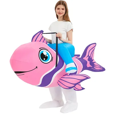 Ride on Buntes aufblasbares Halloween-Kostüm mit tropischen Fischen, 150–190 cm, Erwachsenengröße, aufblasbare Kostüme für Halloween-Party für Erwachsene Image