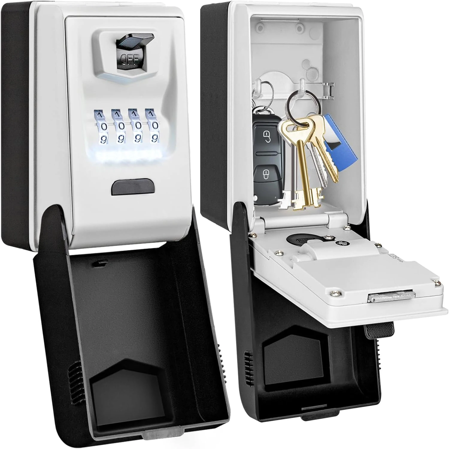 Schlüsselkasten zur Wandmontage, Kombinationsschließfach für den Außenbereich mit leuchtenden Zifferblättern, wasserdichter Schlüsselsafe, große Kapazität, Makler-Schließkasten ﻿