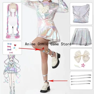 Spiel NEEDY GIRL OVERDOSE KAngel Cosplay Kostüme Perücke Lolita Kleid Laser JK Sailor Schuluniform Image