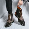 Marke Klassische Braune High-top Männer Kleid Schuhe Größe 38-48 Spitze Spitze Formale Schuhe Männer