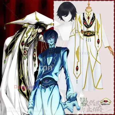 Code Anime Geasse Cosplay L.L. Lelouch Lampe ZERO Kostüm König Uniform Mantel Hut Requisiten Perücke Image
