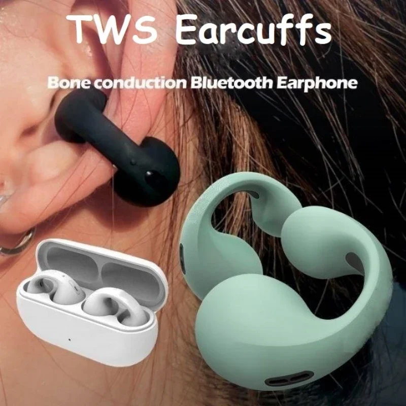 T75 Sport Auricolari Bluetooth 5.3 a conduzione ossea Suono HiFi Cuffie wireless Clip per l'orecchio Auricolare aperto impermeabile Orecchino