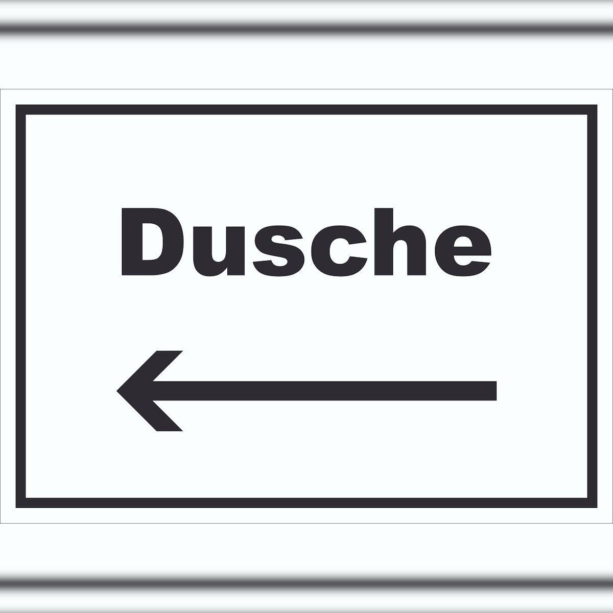 HB-Druck Dusche Schild mit Text und Richtungspfeil links waschen Hygiene waagerecht A5 Rückseite selbstklebend Image