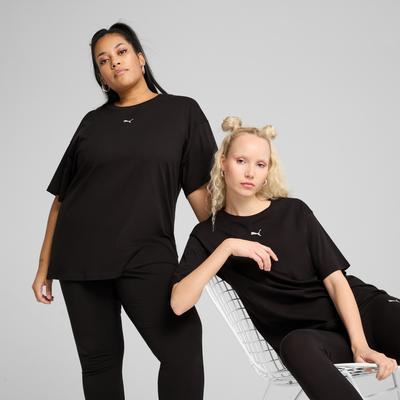 T-Shirt PUMA "ESS RELAXED TEE", Damen, Gr. XL, schwarz (puma schwarz), Jersey, Obermaterial: 100% Baumwolle, unifarben, sportlich, relaxed fit normal, Rundhals, Kurzarm, Shirts Image