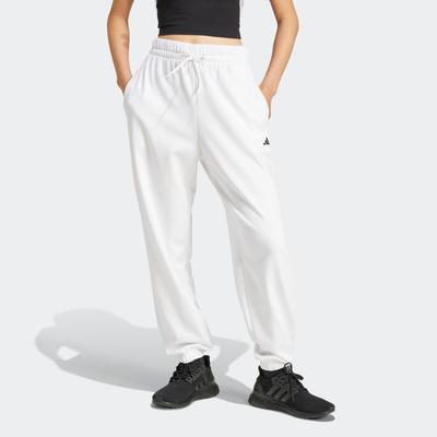 Sporthose ADIDAS SPORTSWEAR "W SL FT CF PT", Damen, Gr. L, N-Gr, schwarz-weiß (weiß, schwarz), Obermaterial: 70% Baumwolle, 30% Polyester, sportlich, Hosen, Locker geschnitten, hoher Bund, aus weichem French Terry Material Image