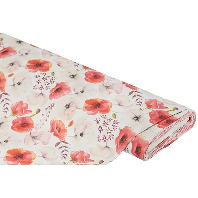 Dekostoff Anemonen & Mohnblume Lorena, rosa/rot Image