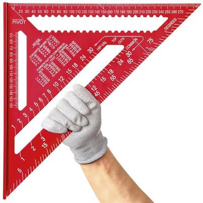 Rot) 12-Zoll-Zimmermannswinkel aus Aluminiumlegierung, metrisches dreieckiges Lineal für Image
