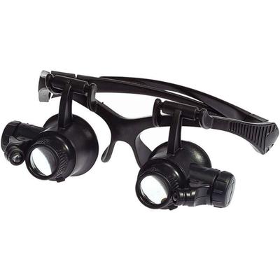 LED-Kopflupe 10X 15X 20X 25X Optische Linse Glas Doppelaugenlupe mit LED-Licht Werkzeuge Messen Image